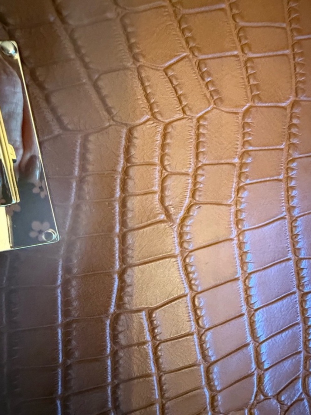 Michael Kors Cognac Croc-Embossed Chain Crossbody - Picture 5 of 7